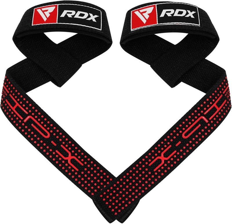 Rdx أحزمة رفع للأثقال – حزام معصم ثقيل من القطن 100% مع بطانة نيونبرين 5 مم، 60 سم من أشرطة قبضة اليد المضادة للانزلاق لتمارين الرفعات المميتة ورفع الأثقال، للرجال والنساء - Image 2